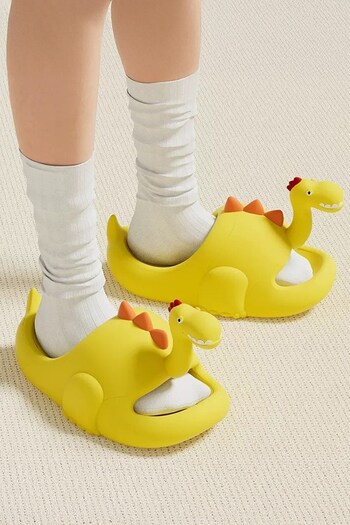 stilfest Daily Garden Seaside Beach Slippers Mustard with Cute Dinosaur Figure
