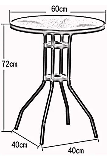 Türkiye Stylish Round Patio Table with Tempered Glass Top and Durable Metal Frame (BLACK)