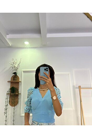 şev butik Kolları Dantelli Bluz