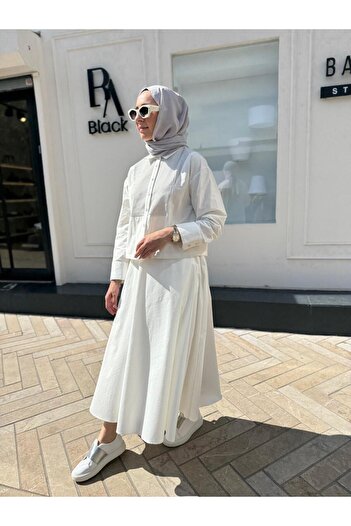 Babil Butik 25Ss79015 Koton Women's Skirt Suit Ecru