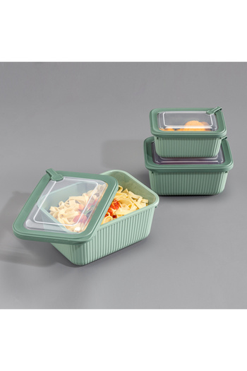 Se Yank Haus 3 Piece Microline Rectangular Set (600-1100-1800 ml) Storage and Storage Container