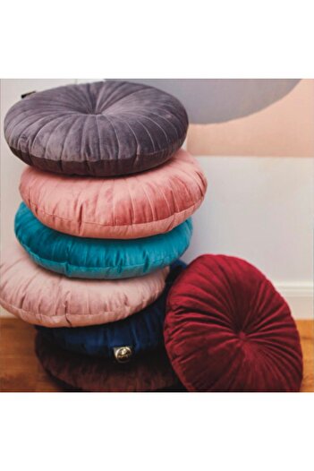 OEM Round Puffet Decorative Pillow in Dark Grey, diameter 40 cm