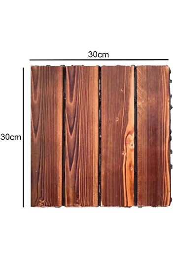 genric FFD Pack of 10 Interlocking Wooden Deck Tiles - Waterproof Hardwood Flooring for Outdoor Patio