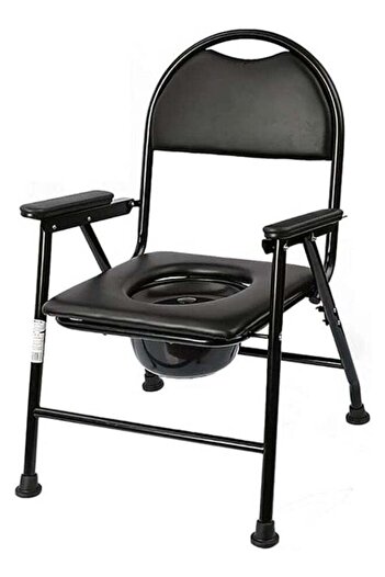 Stander Black Leather Bathroom Chair with Backrest and Armrests, JL8996