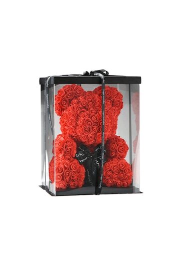 FY FashionForYou Foam Rose Teddy Bear, Decorative Box, Height 40 cm, Red