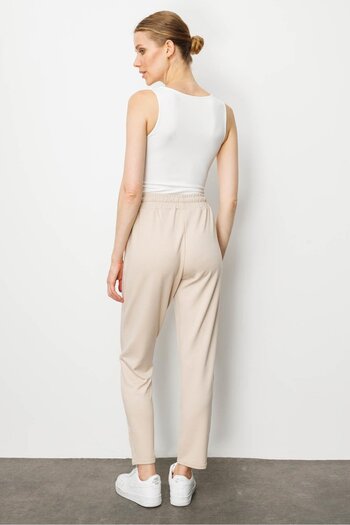 Desen Triko Women's Side Pocket Sweatpants Beige
