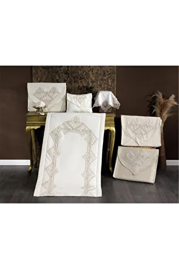Çeyiz Diyarı Talya Prayer Rug Set Cream