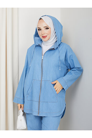 Pamuk Butik Women's Double Casual Jeans Set with Pockets and Trousers