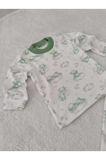 Store K.Yeşil Ayıcık Desenli Bebek Pijama Takımı Yenidoğan Gecelik