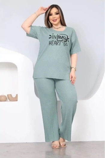 shai Printed Plus Size Pajama Set Mint