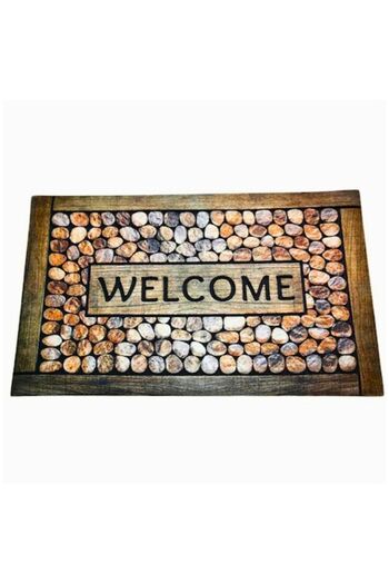 OPTIM DEKO Door Mat, Rubber & Nylon, DM 23, STONE WELCOME, 75 x 45 cm