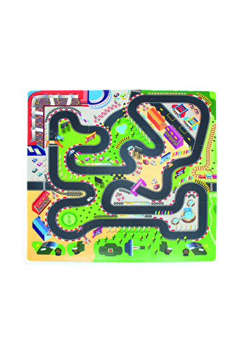 LUDIRO EVA Foam Puzzle Mat for Children, Set of 9 Educational Pieces with Race Track, 3D Car