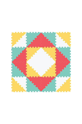 LUDIRO Puzzle Carpet, Mix & Match Triangles, 16 Pieces 32x32 Cm, Non-Slip, 4 Pastel Colors