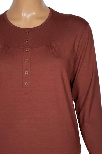 Pıtırcık Cimariva Women's Arsu Plus Size Robe Ornamental Buttoned Tan Blouse