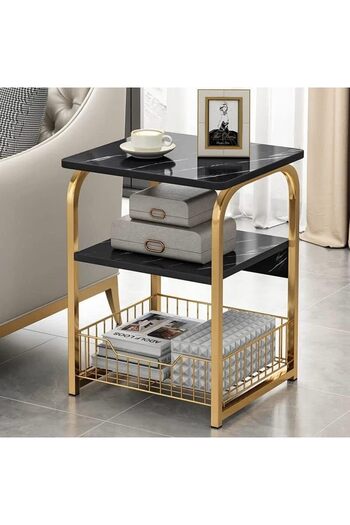 Türkiye End Table Sofa Side Table Bedside Desk Nightstands Small Coffee Table with Storage Basket for Living