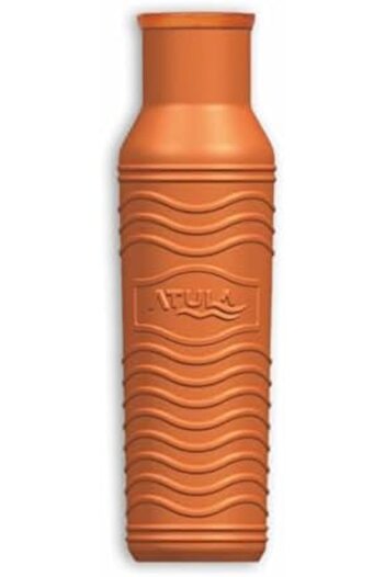 Atelier Atuly Terracotta Water Bottle with Free Jute Bag & Coaster | 800ml Clay Bottle | Eco-Friendly Natural Clay