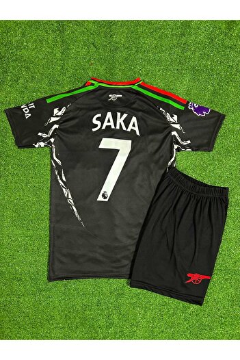 MONTENERO Arsenal 2024/25 New Season Bukayo Saka Away Kids Jersey 2-Pack (Black)