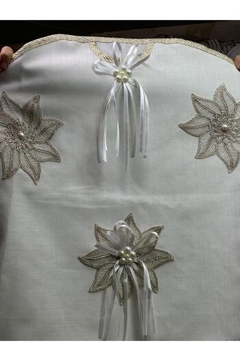 Dantelux Engagement Bohçalik Gardenia Linen Fabric Brooched Gipure Dress Cover. Gamboch