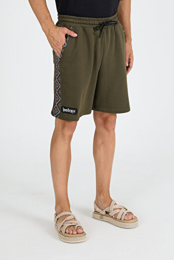 Hoodraze Men's Khaki Side Ethnic Garni Shorts