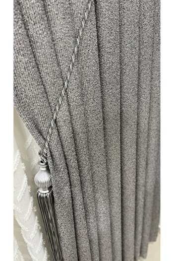 Fon Dünyası Crushed Gray Wool Armure Background Curtain