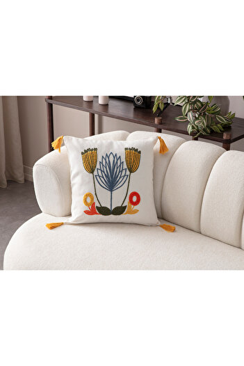 SWITA Comfort Series Punch Embroidered Linen Throw Pillow Cover 43X43 cm