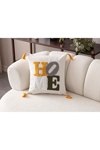 SWITA Comfort Series Punch Embroidered Linen Throw Pillow Cover 43X43 cm