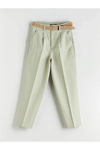LC Waikiki Xside Khaki Waist Belted Carrot Cut Women's Pleated Pants