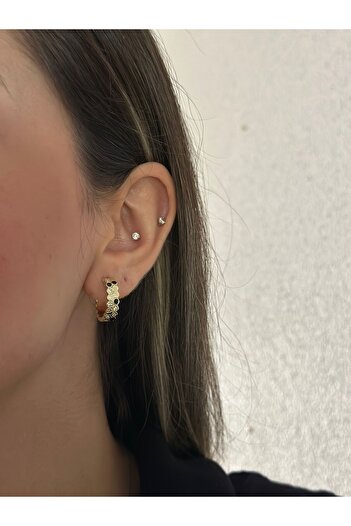MyladyAccessoriess Black Enamel Honeycomb Hoop Earrings (Steel)
