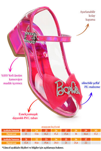 KARAMAZI Pinki Girl's Heeled Evening Dress Transparent Shoes