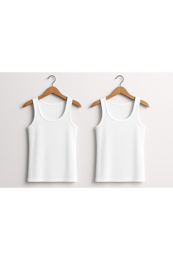 QKK Men's 100% Cotton White 2-Piece Double Rib Camisole Undershirt Q2İ2K3L0Kk
