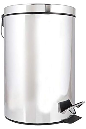 MOONLİGHT Stainless Steel Dustbin, Pedal Bin, Garbage Bin with Removable Bucket Round Shape, Use for