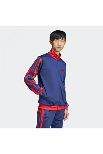 adidas 3-лентова трикотажна блуза с редовна кройка и цветни блокове, мъжка, синя - Jı8841