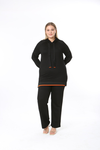 XL Modam Women's 2 Strand Hooded Black Large Size Set