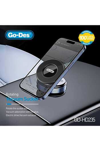 Go-Des Goodies 360 Degree Rotating Electric Magnetic Phone Holder with Suction Base, One-Handed Use