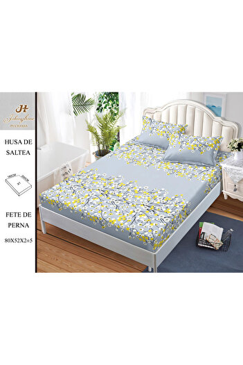 FIONNA.RO Satin Cotton Elastic Pillowcase and Pillowcases 180x200cm - Spring Flowers
