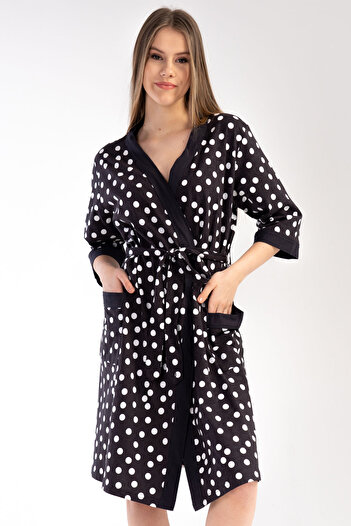 VİENETTA Cotton Women's 3/4 Sleeve Single Dressing Gown, 304063