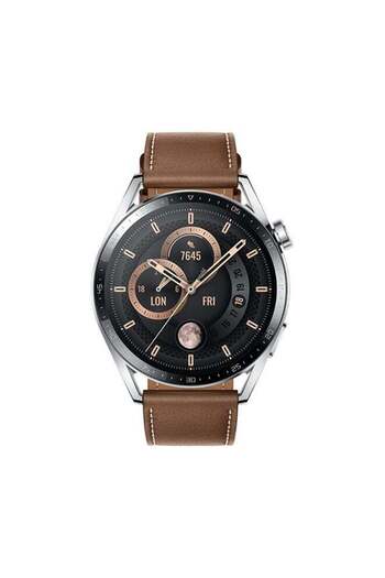 Huawei WATCH GT 3 46 mm Smartwatch Leather Strap Stainless Steel Brown