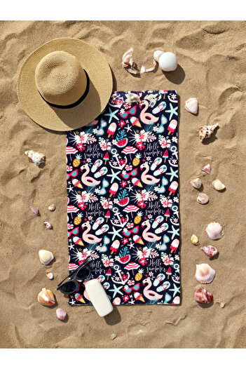 KIZILELMADA Vibrant Colorful Modern Pattern Beach Towel – 100% Cotton, for Beach and Pool, (70 X 140 cm)