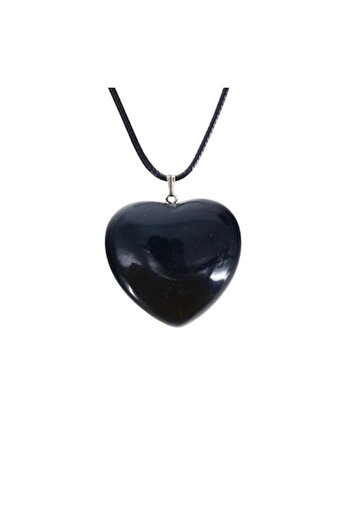 Roberta Unisex Pendant, Black Onyx, Semiprecious Stone, Heart Shape