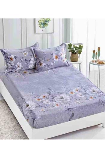 FIONNA.RO Cocolino Elastic Pillowcase and Pillowcases 180x200cm - Lila Floral