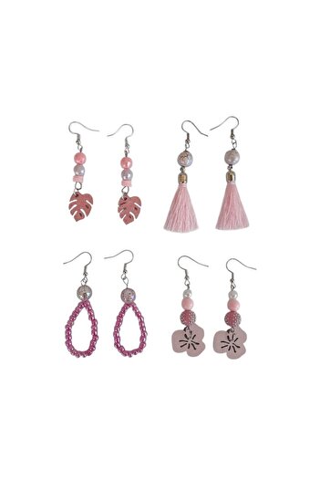 OEM Beach earring set, 4 pairs of handmade earrings, pink
