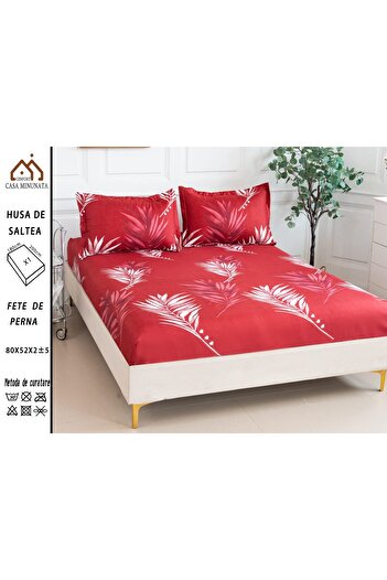FIONNA.RO Satin Cotton Elasticated Pillowcase 180x200cm - Leaves