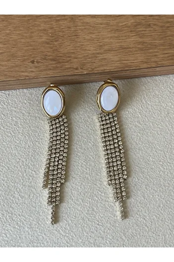 Rupen Kraft 316 L Surgical Steel Stone Dangle Zircon Stone Evening Dress Steel Earrings
