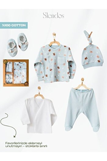 andywawa Baby Boy, Blue, Gingers, 5 Pcs Newborn Set