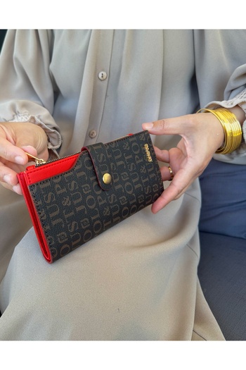Just Polo Women's Red Multi-Eye Wallet with Coin and Card Compartments