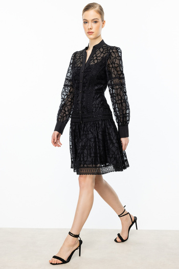 Ekol Floral Embroidery Button Dress