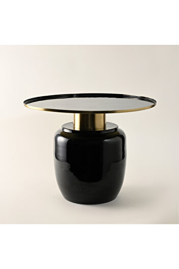 homez Side Table Metal Black, 60*60*47Cm