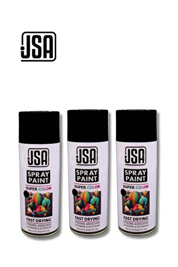 JSA A set of 3 multi-purpose spray paint cans in black color, each with a capacity of 400ml