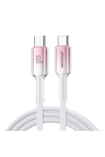 Joyroom Cablu USB-C Crystal-Clear Series 60W - USB-C 1,2 m - Alb