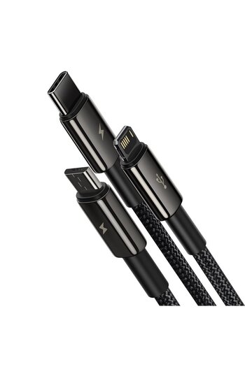 Baseus Cablu USB 3 în 1 USB-C iPhone Lightning microUSB 3.5 A 1.5 m negru